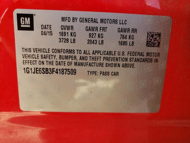 2015 CHEVROLET SONIC LTZ 1G1JE6SB3F4187509