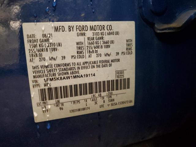 2021 FORD EXPLORER POLICE INTERCEPTOR - 1FM5K8AW1MNA19114