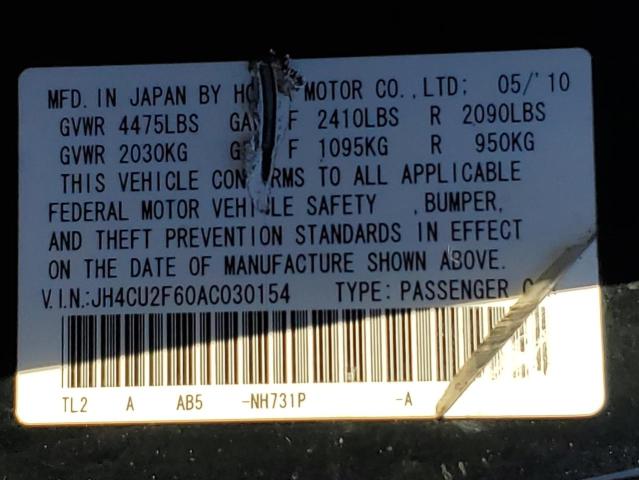 2010 ACURA TSX - JH4CU2F60AC030154