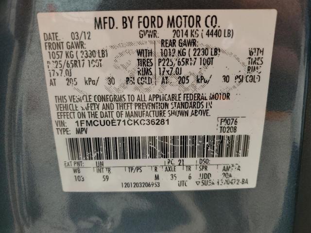 2012 FORD ESCAPE LIM - 1FMCU0E71CKC36281