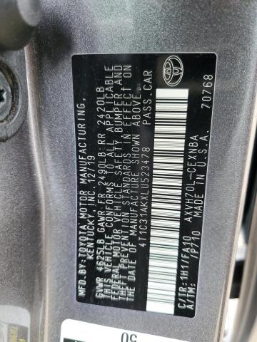 2020 TOYOTA CAMRY LE #3297219391