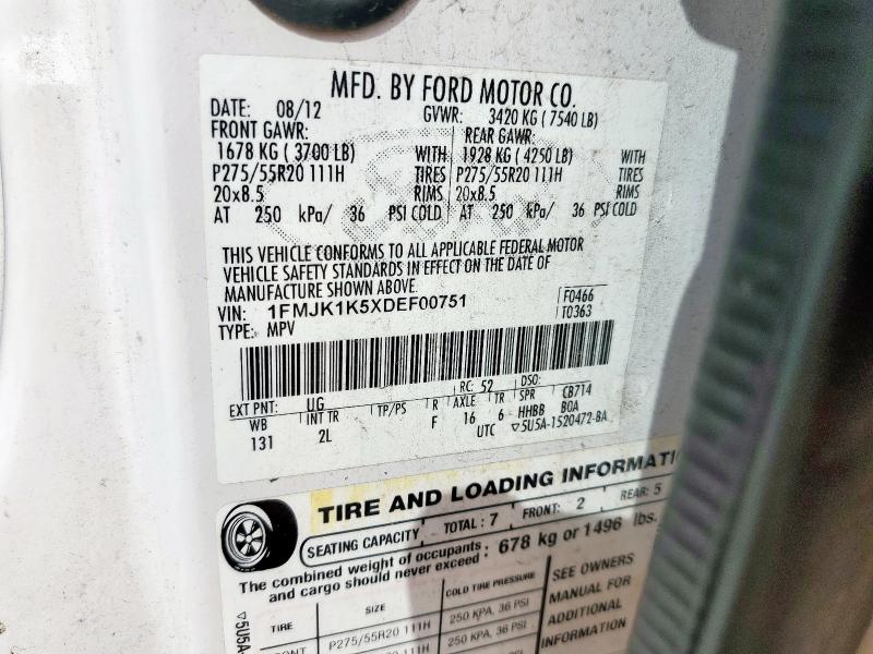 2013 FORD EXPEDITION - 1FMJK1K5XDEF00751