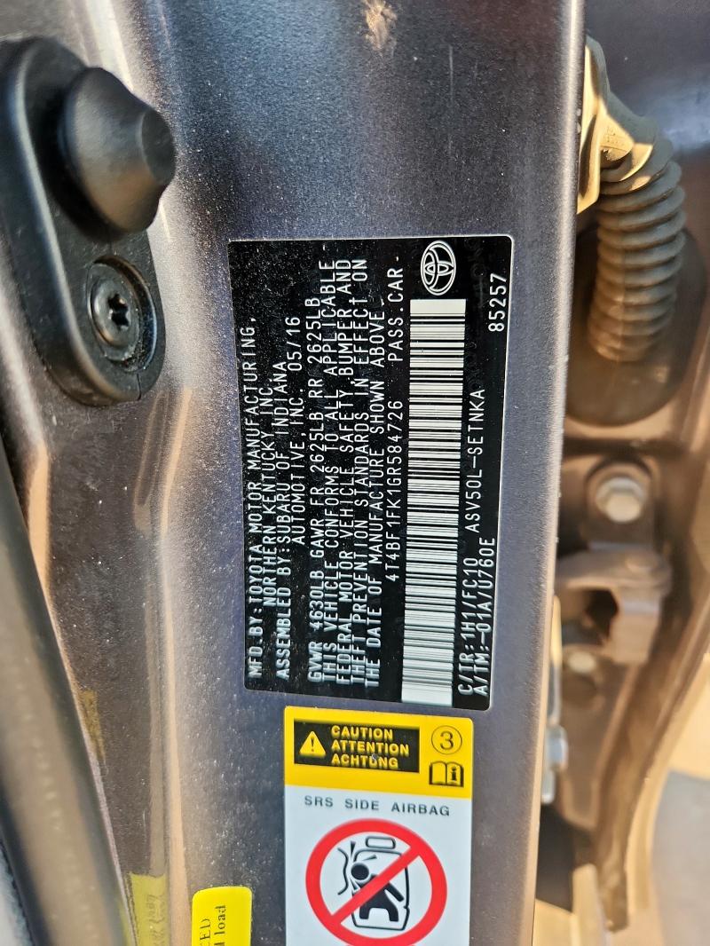 2016 TOYOTA CAMRY LE - 4T4BF1FK1GR584726