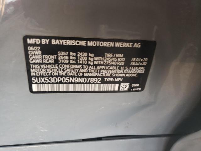 2022 BMW X3 XDRIVE30I 5UX53DP05N9N07892