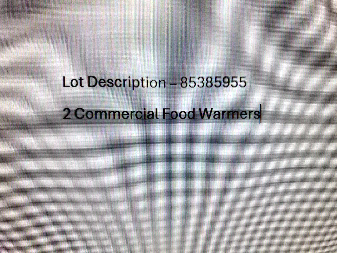 Lot #3261376500 2003 OTHER 2 COMMERCIAL FOOD WARMERS
