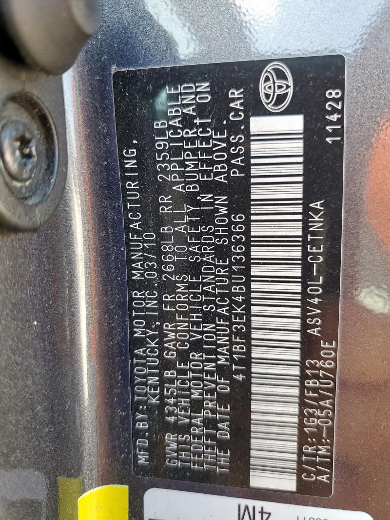 2011 TOYOTA CAMRY BASE - 4T1BF3EK4BU136366