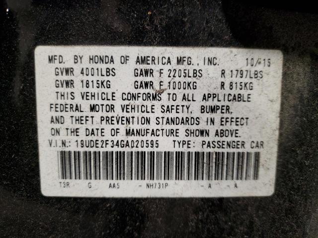 2016 ACURA ILX BASE W 19UDE2F34GA020595