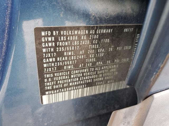 2017 VOLKSWAGEN TIGUAN S - WVGAV7AX9HK048831