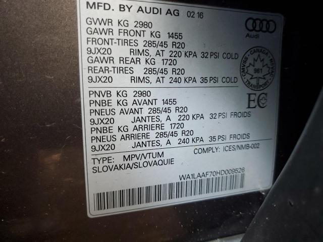 2017 AUDI Q7 PREMIUM - WA1LAAF70HD009526