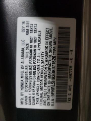 2016 HONDA ODYSSEY TO 5FNRL5H93GB071526