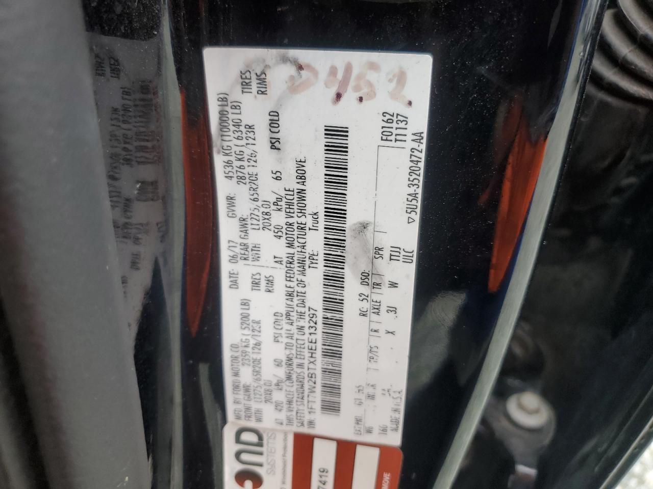 Lot #3304603478 2017 FORD SUPER DUTY F-25