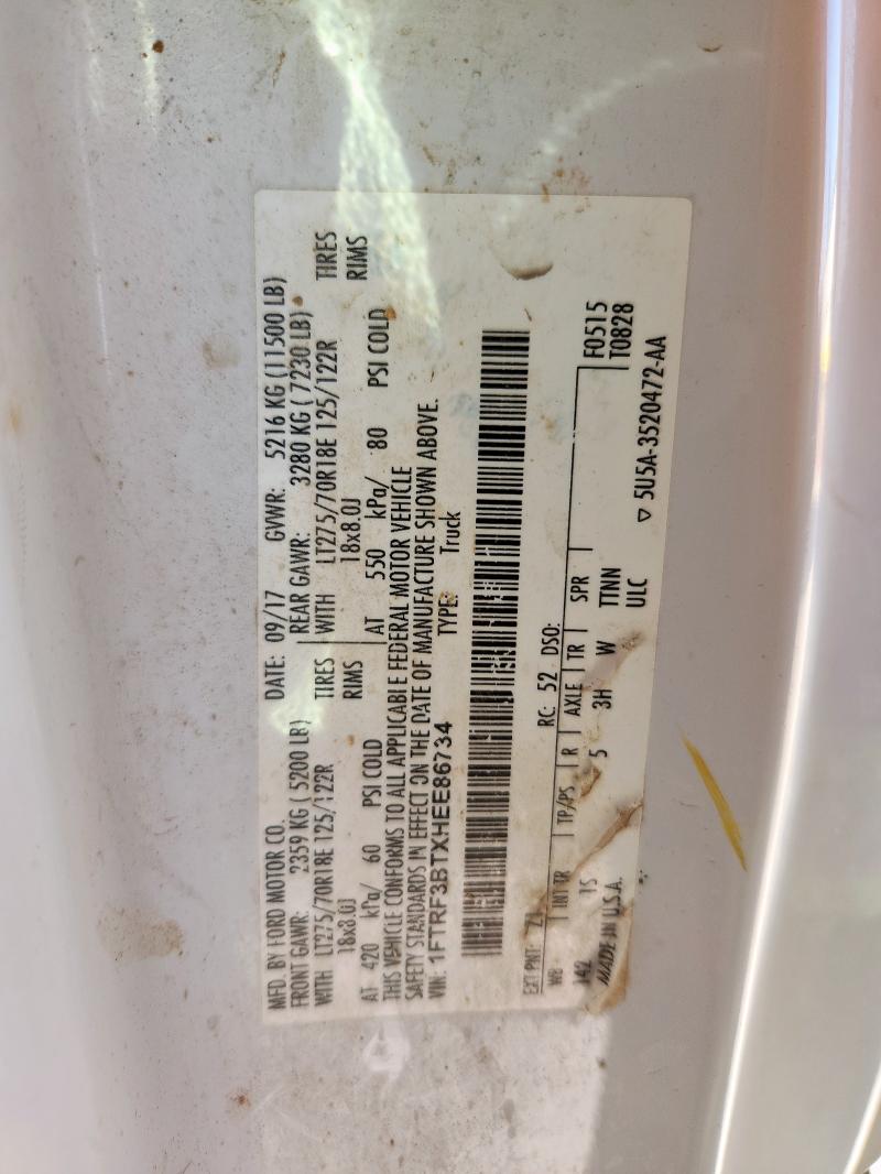 2017 FORD F350 SUPER 1FTRF3BTXHEE86734