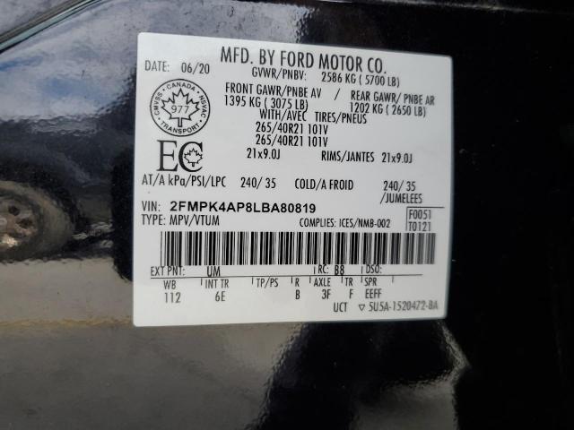 2020 FORD EDGE ST 2FMPK4AP8LBA80819