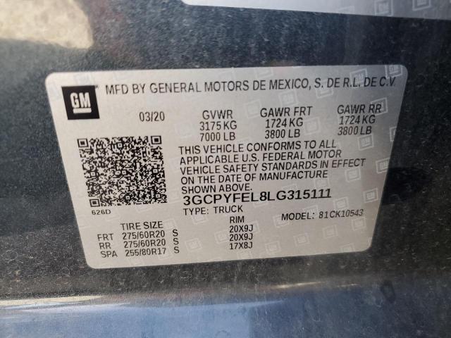 2020 CHEVROLET SILVERADO - 3GCPYFEL8LG315111