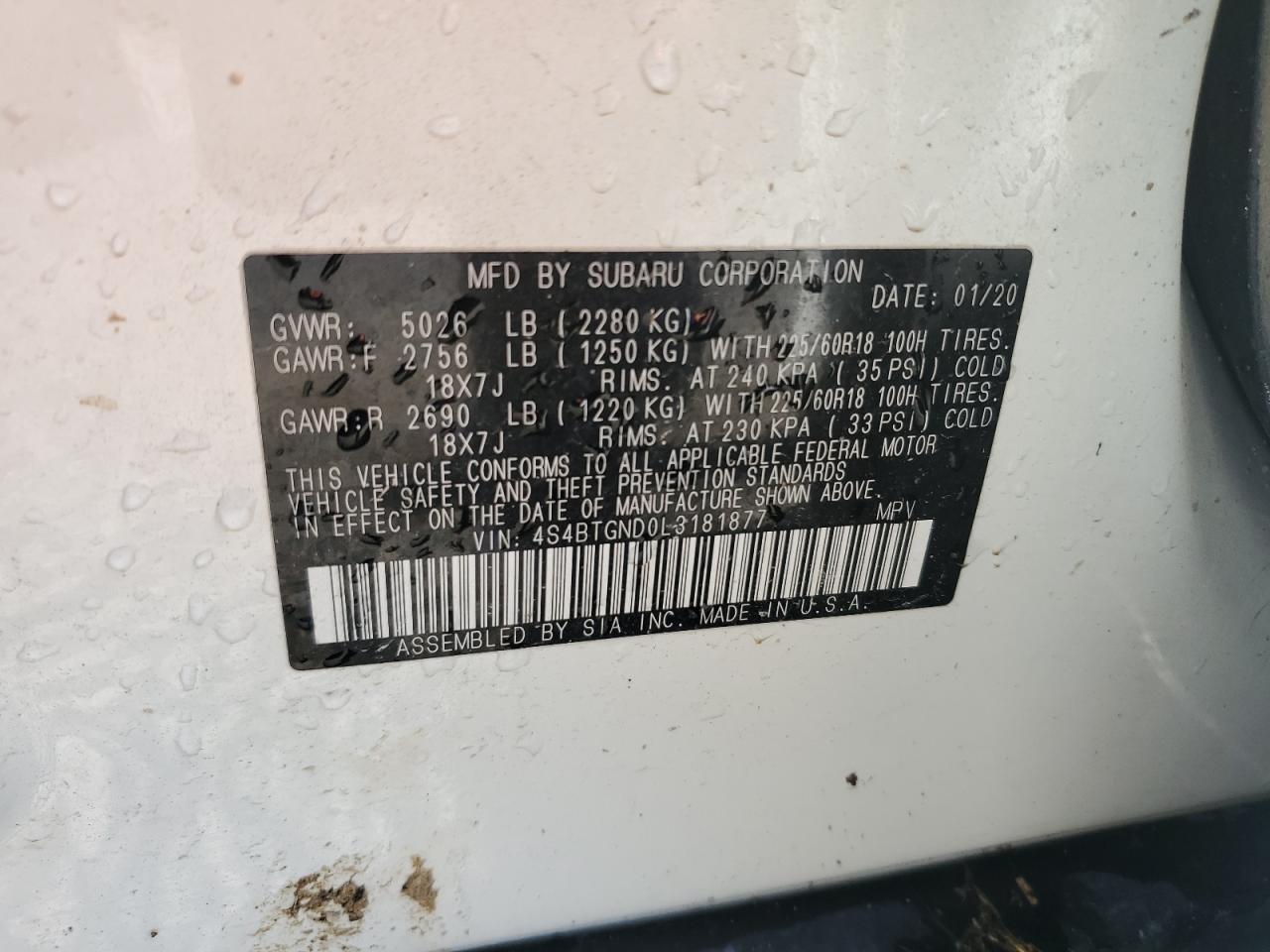 SUBARU OUTBACK LIMITED XT