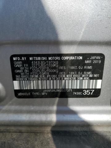 2019 MITSUBISHI OUTLANDER - JA4AR3AUXKU027371