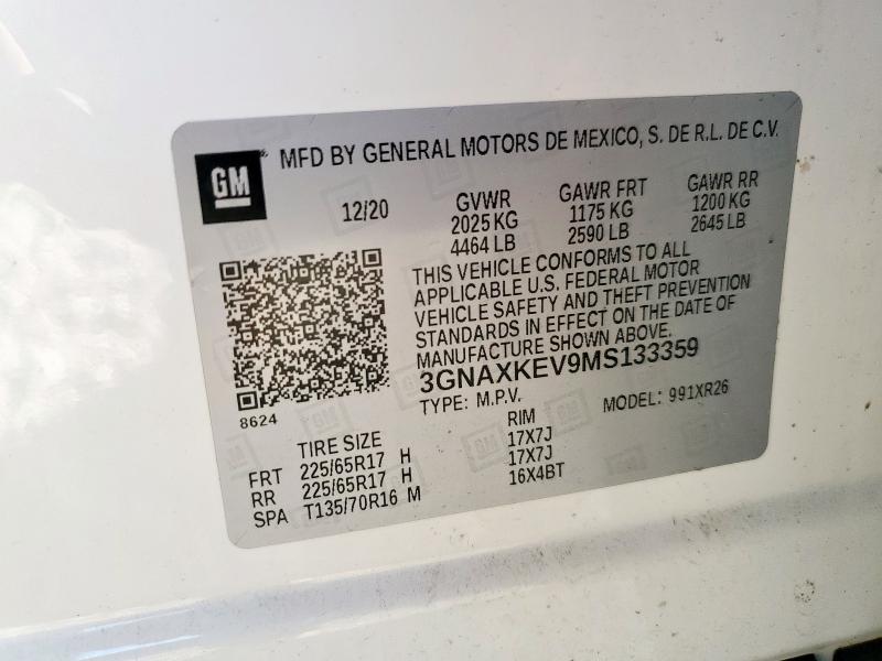2021 CHEVROLET EQUINOX LT - 3GNAXKEV9MS133359