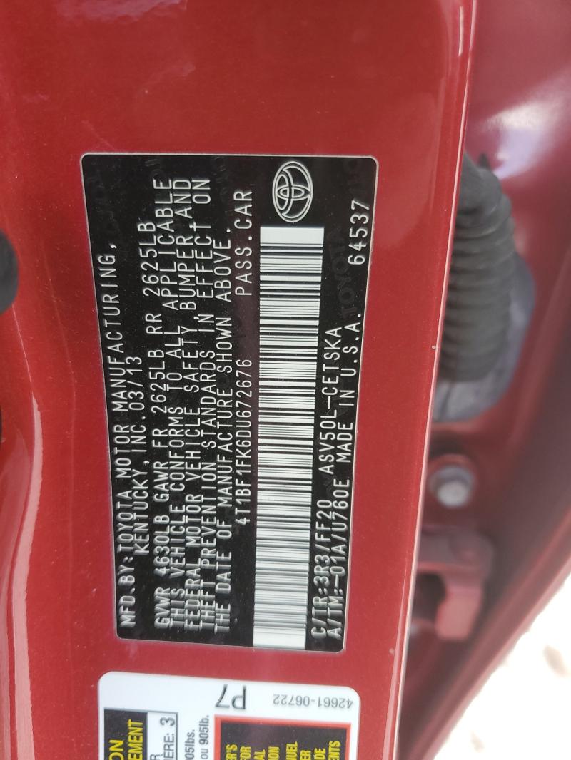 2013 TOYOTA CAMRY L - 4T1BF1FK6DU672676