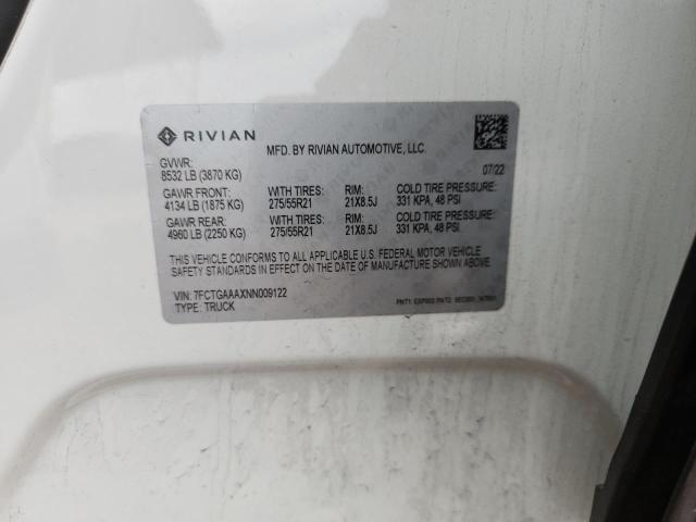 2022 RIVIAN R1T ADVENT - 7FCTGAAAXNN009122