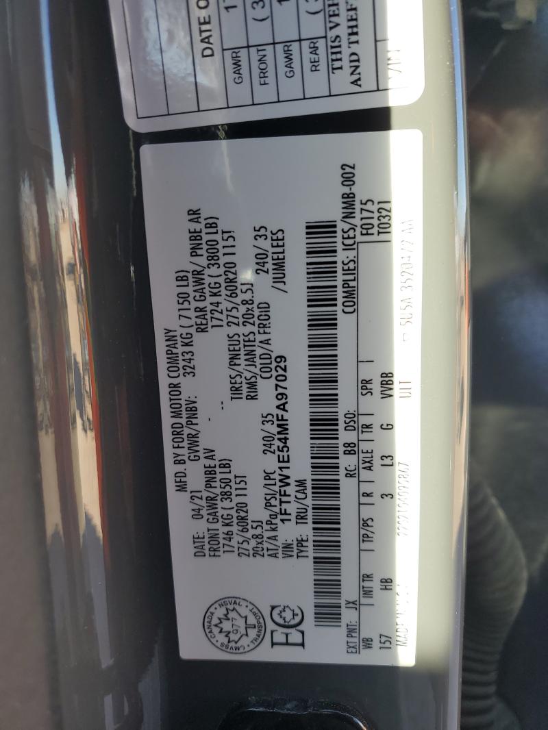 2021 FORD F150 SUPER - 1FTFW1E54MFA97029