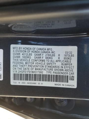 2022 HONDA CIVIC TOUR - 2HGFE1F91NH317992