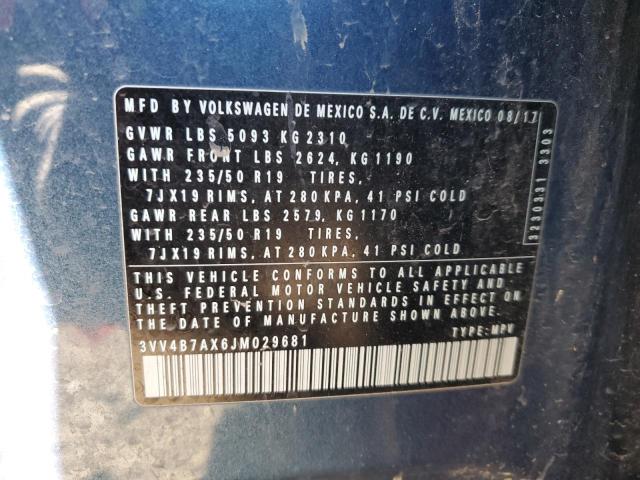 2018 VOLKSWAGEN TIGUAN SEL 3VV4B7AX6JM029681