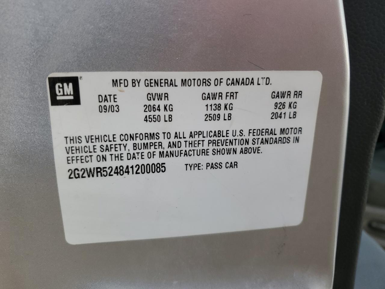 Lot #3287580316 2004 PONTIAC GRAND PRIX