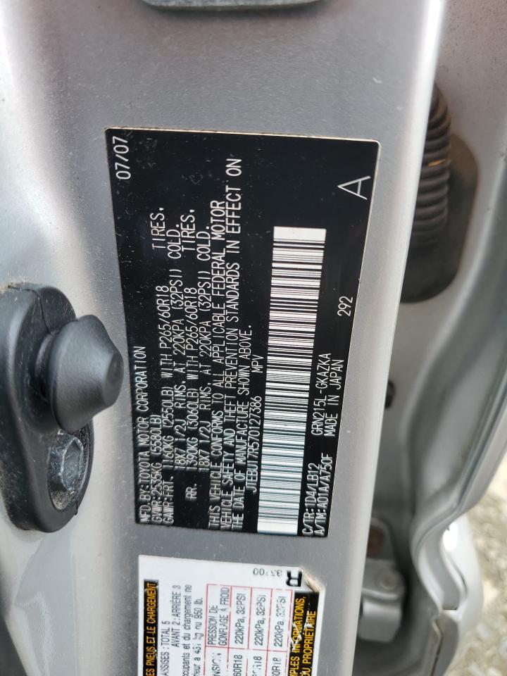 Lot #3276440694 2007 TOYOTA 4RUNNER LI