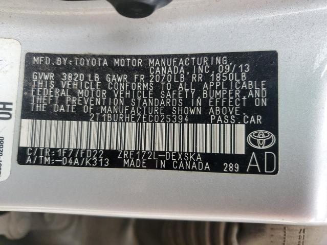 2014 TOYOTA COROLLA L - 2T1BURHE7EC025394