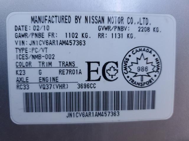 2010 INFINITI G37 - JN1CV6AR1AM457363