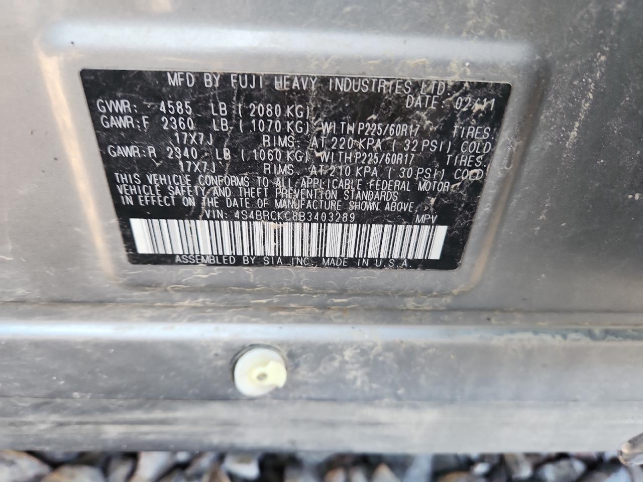 SUBARU OUTBACK 2.5I LIMITED