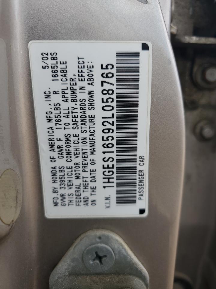 Lot #3290046260 2002 HONDA CIVIC LX