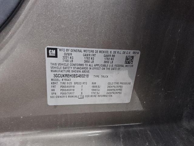 2014 CHEVROLET SILVERADO - 3GCUKREH0EG480218