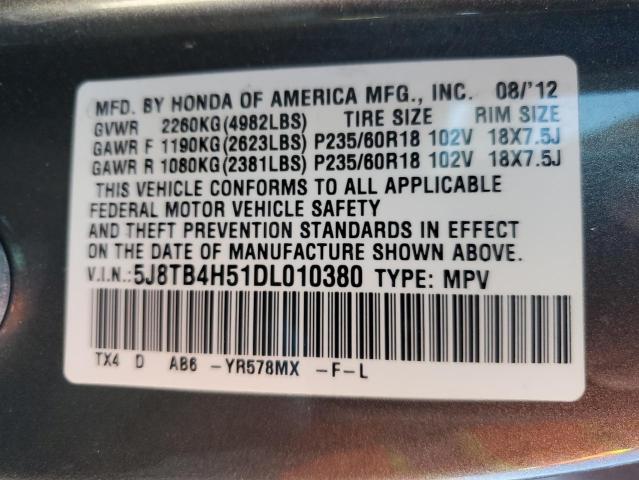 2013 ACURA RDX TECHNO - 5J8TB4H51DL010380