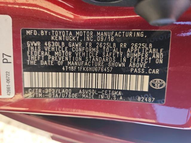 2017 TOYOTA CAMRY LE 4T1BF1FK6HU676457