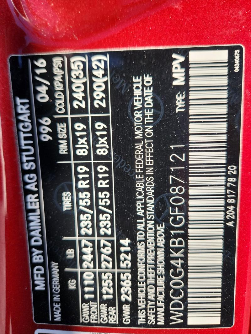 2016 MERCEDES-BENZ GLC 300 4M - WDC0G4KB1GF087121