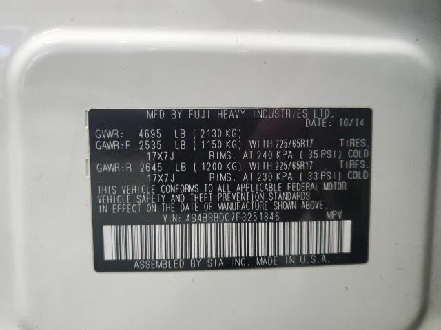 2015 SUBARU OUTBACK 2. 4S4BSBDC7F3251846