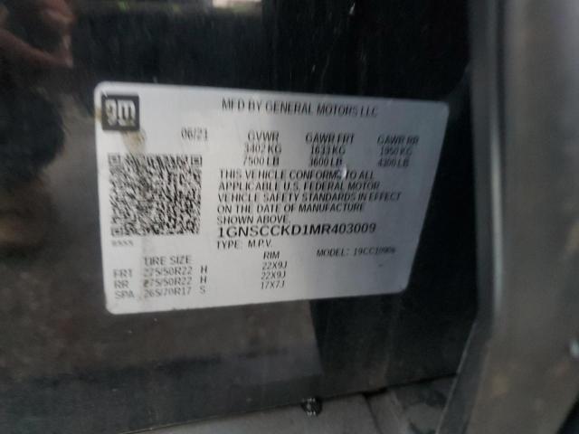 2021 CHEVROLET SUBURBAN C 1GNSCCKD1MR403009