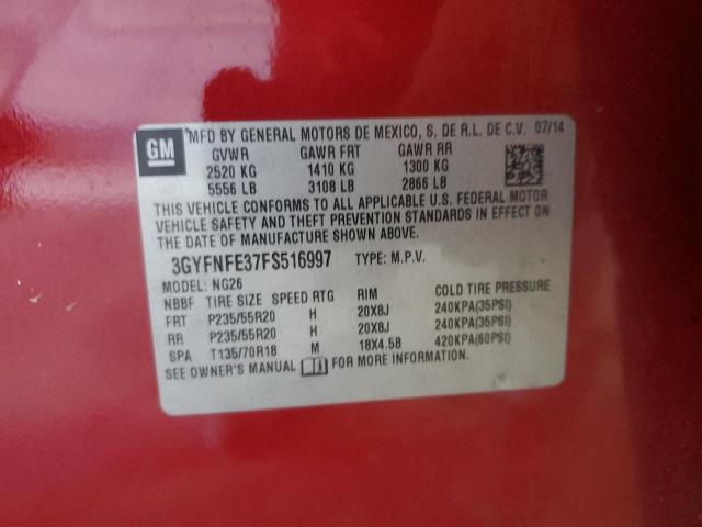 2015 CADILLAC SRX PERFOR 3GYFNFE37FS516997