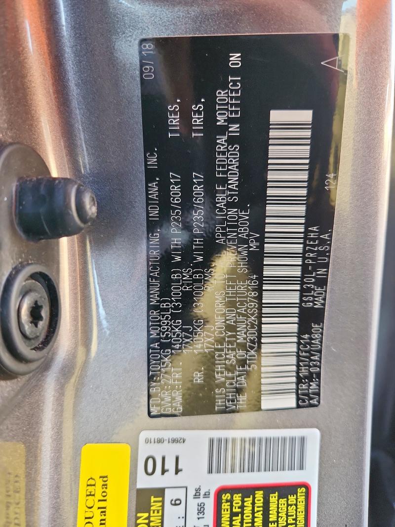 2019 TOYOTA SIENNA LE 5TDKZ3DC2KS978164