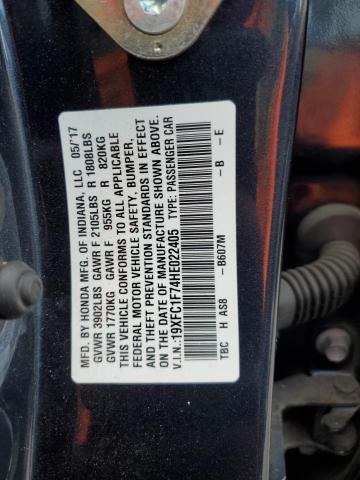 2017 HONDA CIVIC EXL 19XFC1F74HE022405