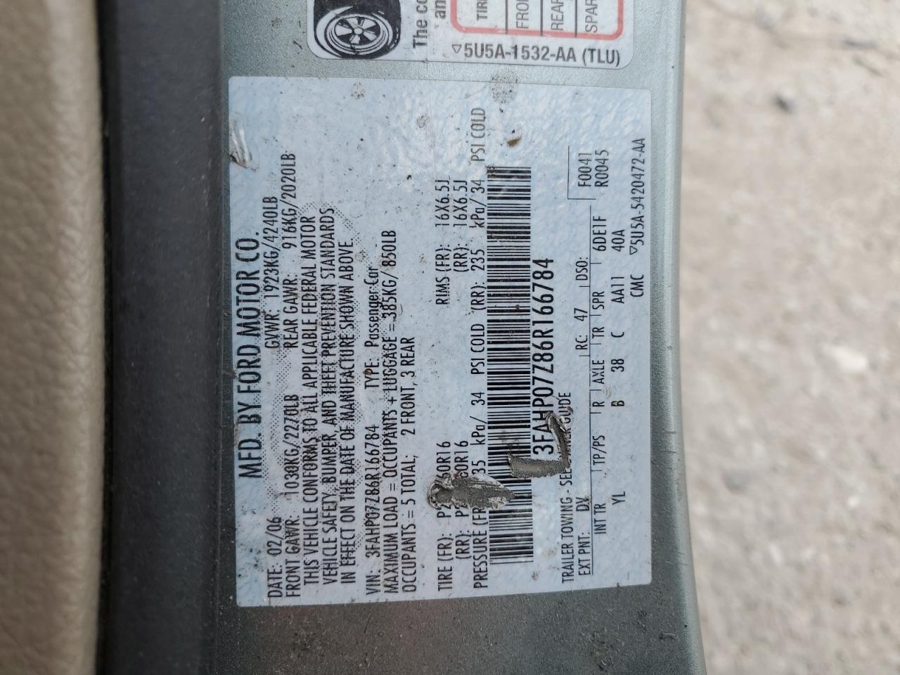 Lot #3274667813 2006 FORD FUSION SE