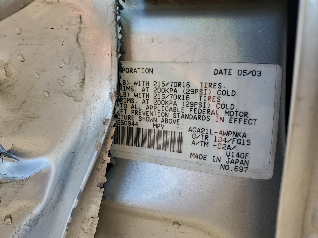 Lot #3286705291 2003 TOYOTA RAV4