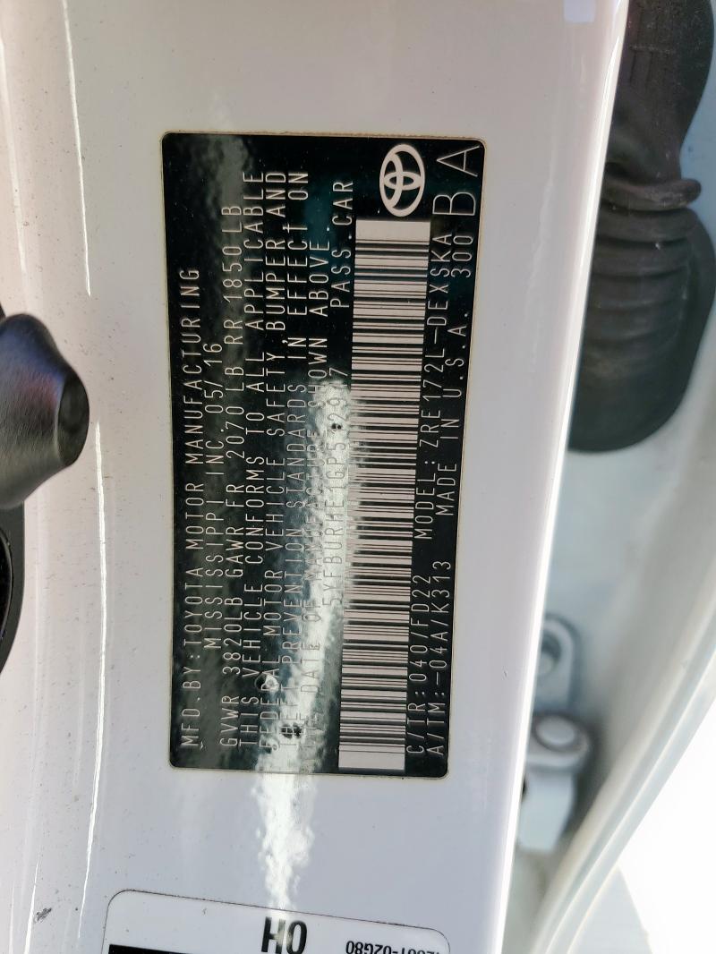 2016 TOYOTA COROLLA L - 5YFBURHE1GP512917