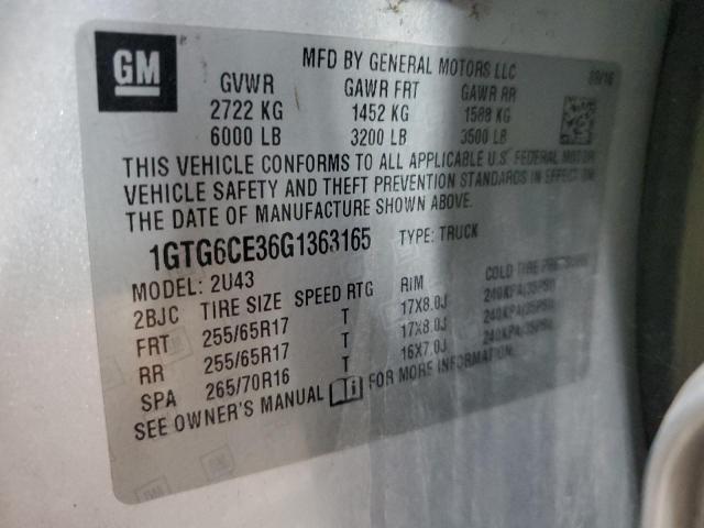 2016 GMC CANYON SLE 1GTG6CE36G1363165