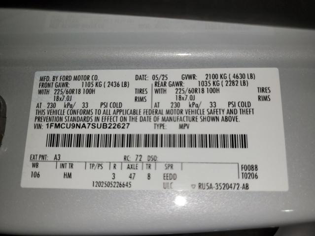 2025 FORD ESCAPE ST LINE SELECT 1FMCU9NA7SUB22627