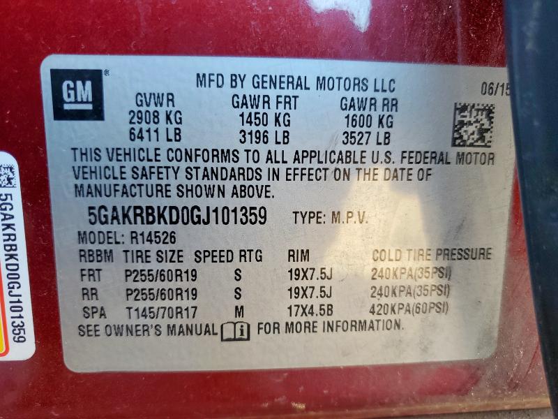 2016 BUICK ENCLAVE - 5GAKRBKD0GJ101359