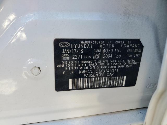 2019 HYUNDAI IONIQ SEL KMHC75LC1KU145311