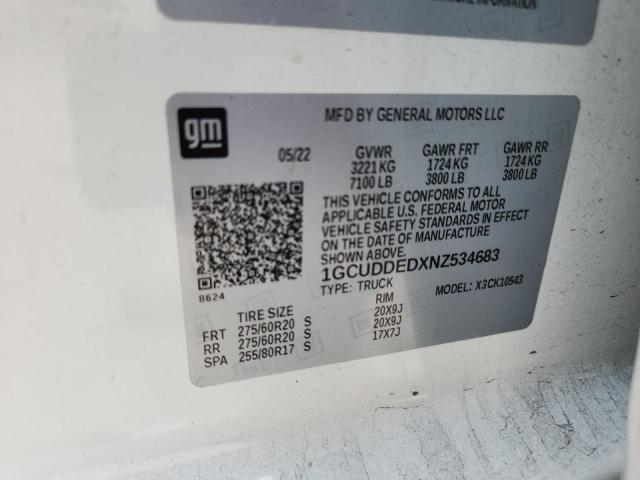 2022 CHEVROLET SILVERADO 1GCUDDEDXNZ534683