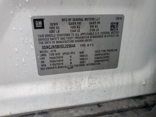 2016 CHEVROLET TRAX LS 3GNCJNSB0GL229644